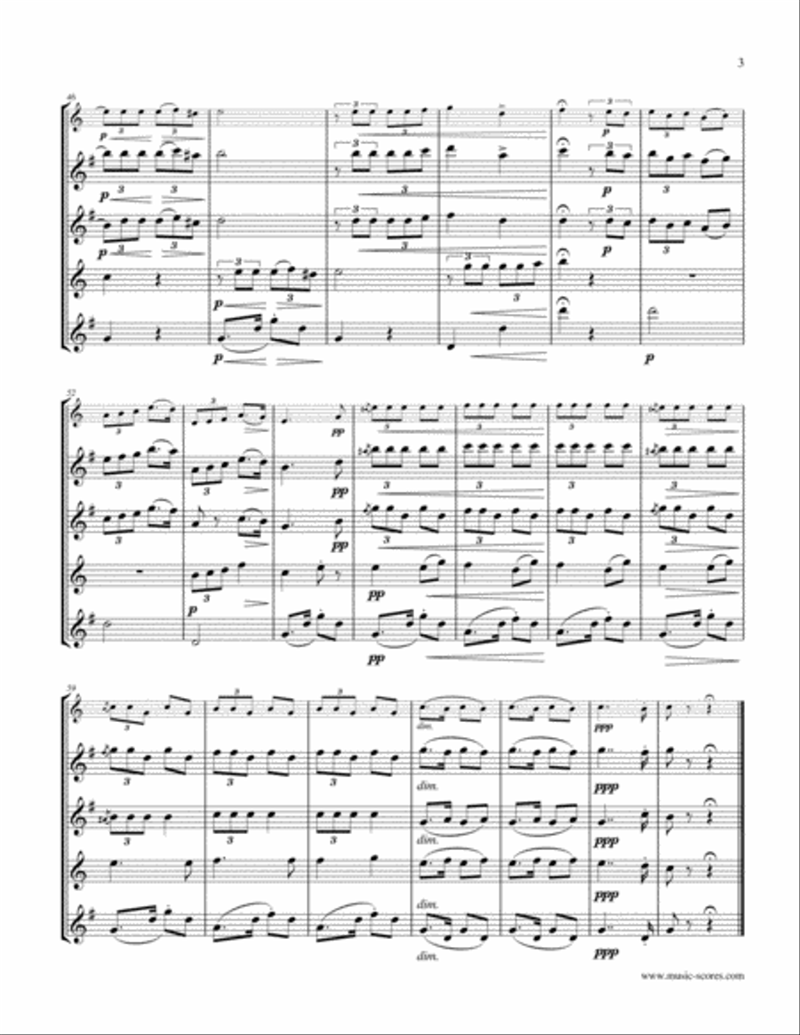 La Paloma - Soprano and Alto Sax (or 2 Altos), Tenor Tax and Baritone Sax Woodwind Quartet scores gallery preview page 3