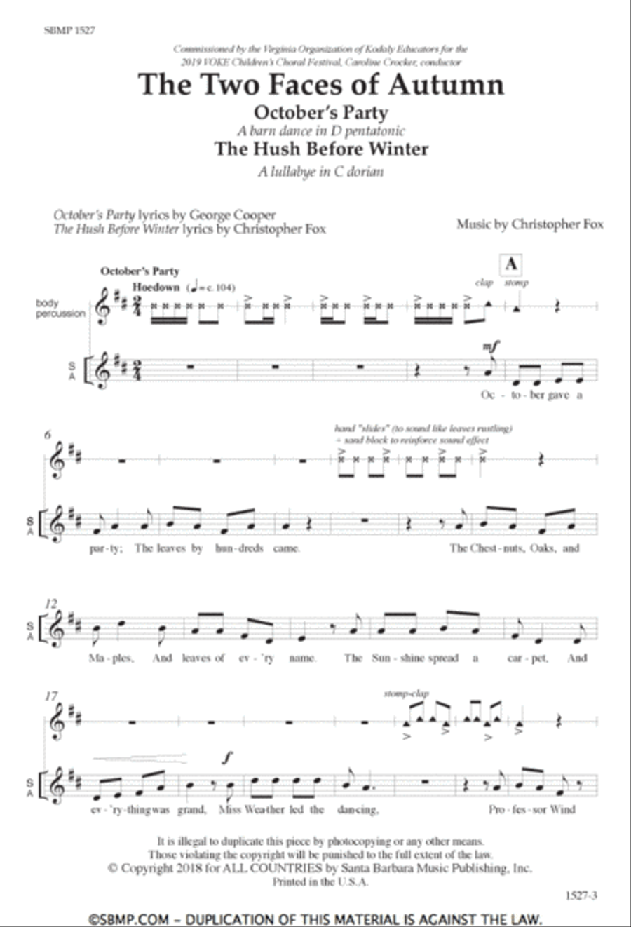 The Two Faces of Autumn - SA Octavo SA scores gallery preview page 2