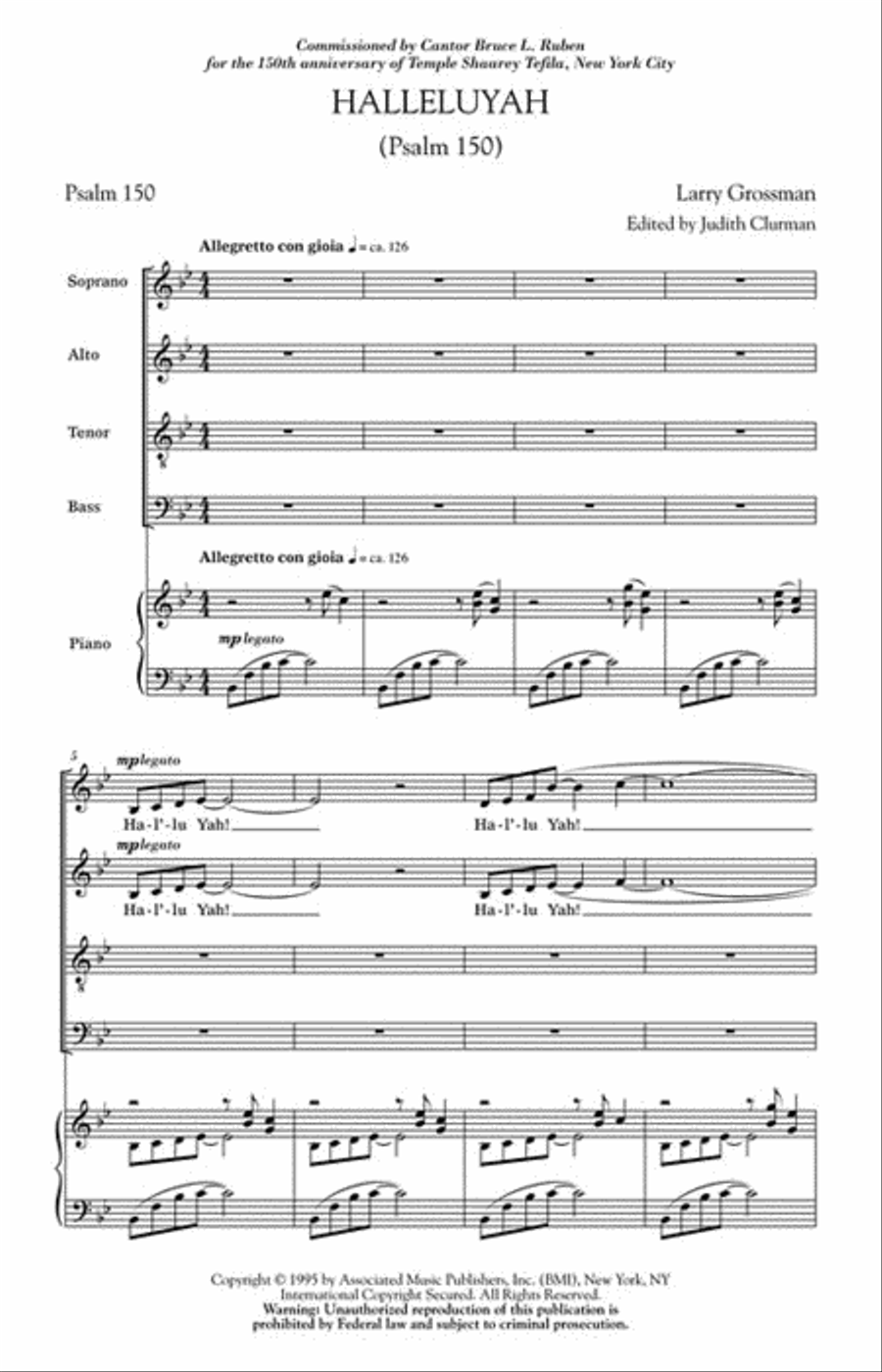 Halleluyah (Psalm 150) Halleluyah (Psalm 150) 4-Part scores gallery preview page 2