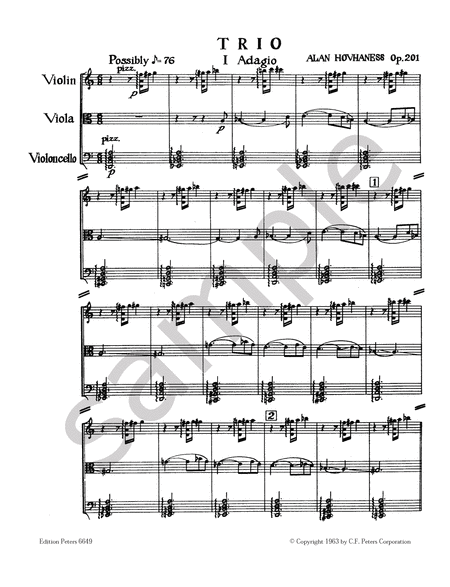 Trio Op. 201 for Violin, Viola and Cello