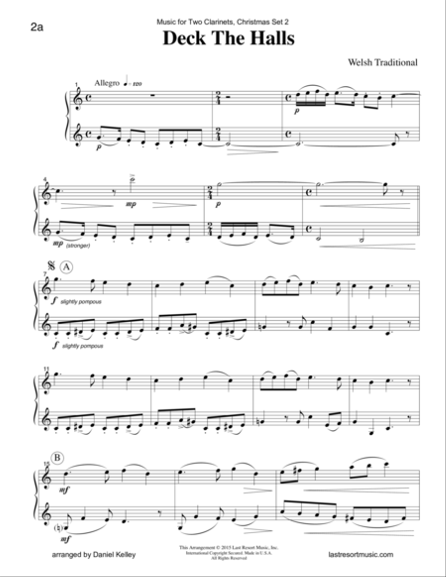 Christmas Duets for Clarinet - Set 2 - Music for Two Clarinets Clarinet Duet scores gallery preview page 4