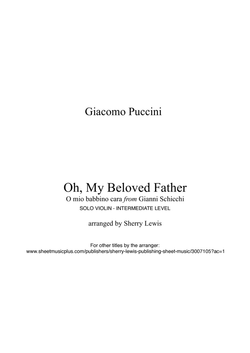 OH, MY BELOVED FATHER - O mio babbino caro - Violin Solo, Intermediate Level image number null