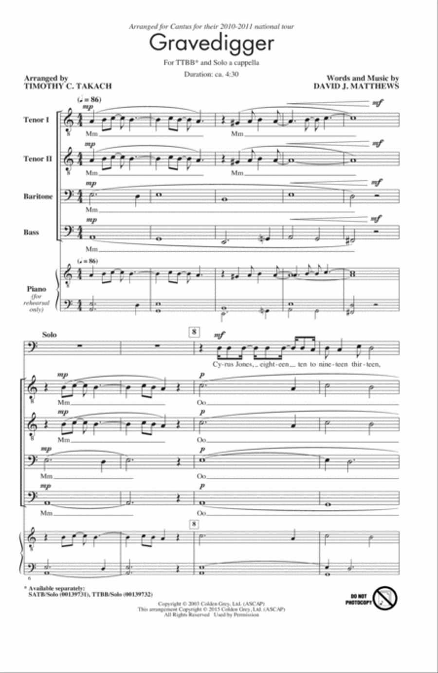 Gravedigger Gravedigger A Cappella scores gallery preview page 1