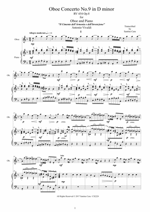 Vivaldi - Oboe Concerto No.9 in D minor RV 454 Op.8 for Oboe and Piano