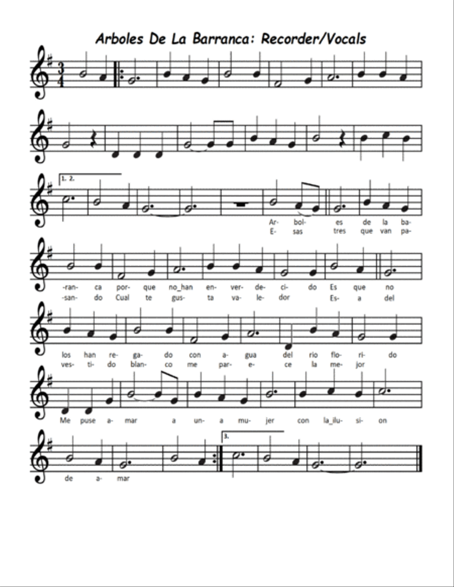 Arboles De La Barranca Orff Instrument scores gallery preview page 2