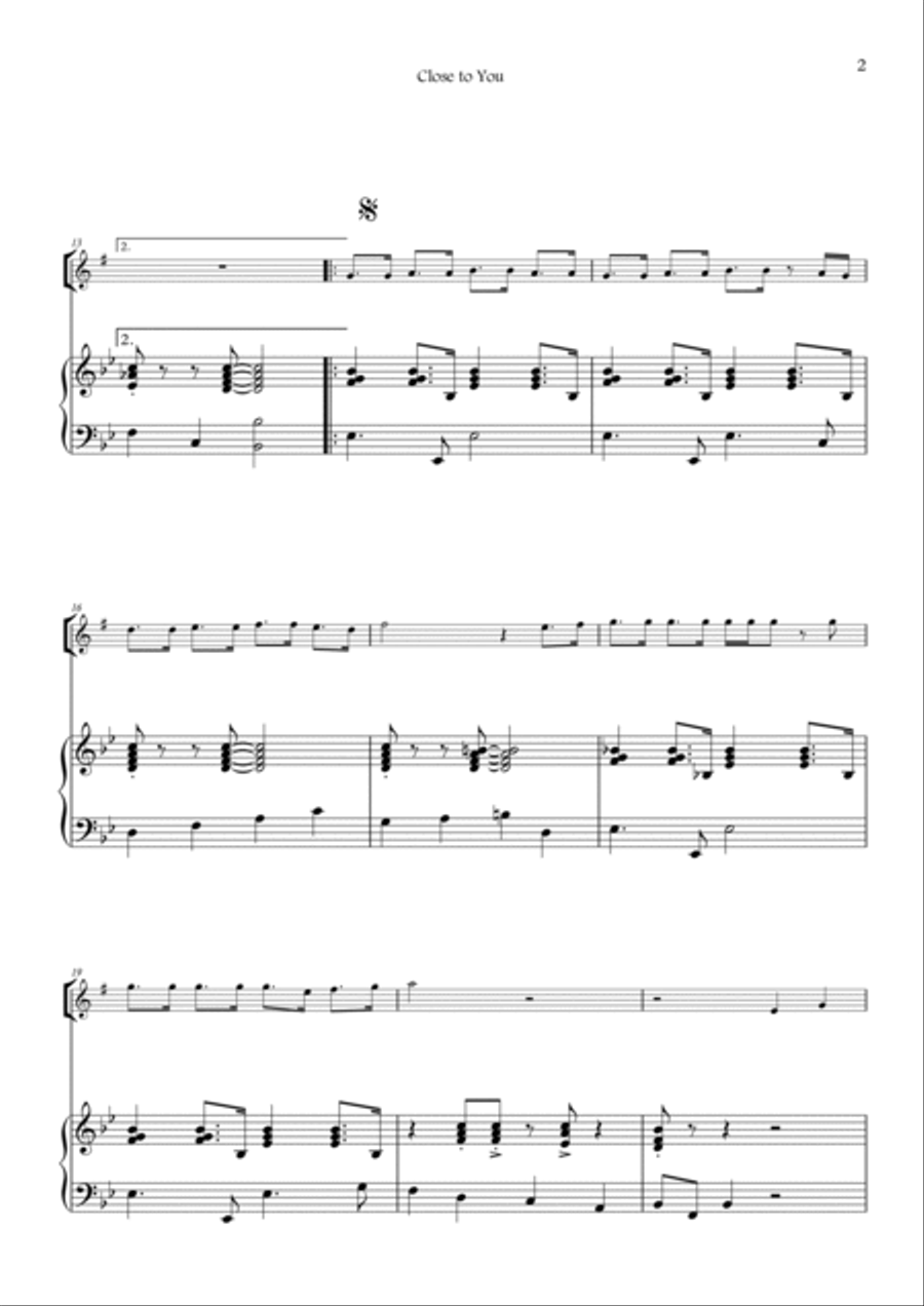 Close To You Close To You Alto Saxophone scores gallery preview page 2