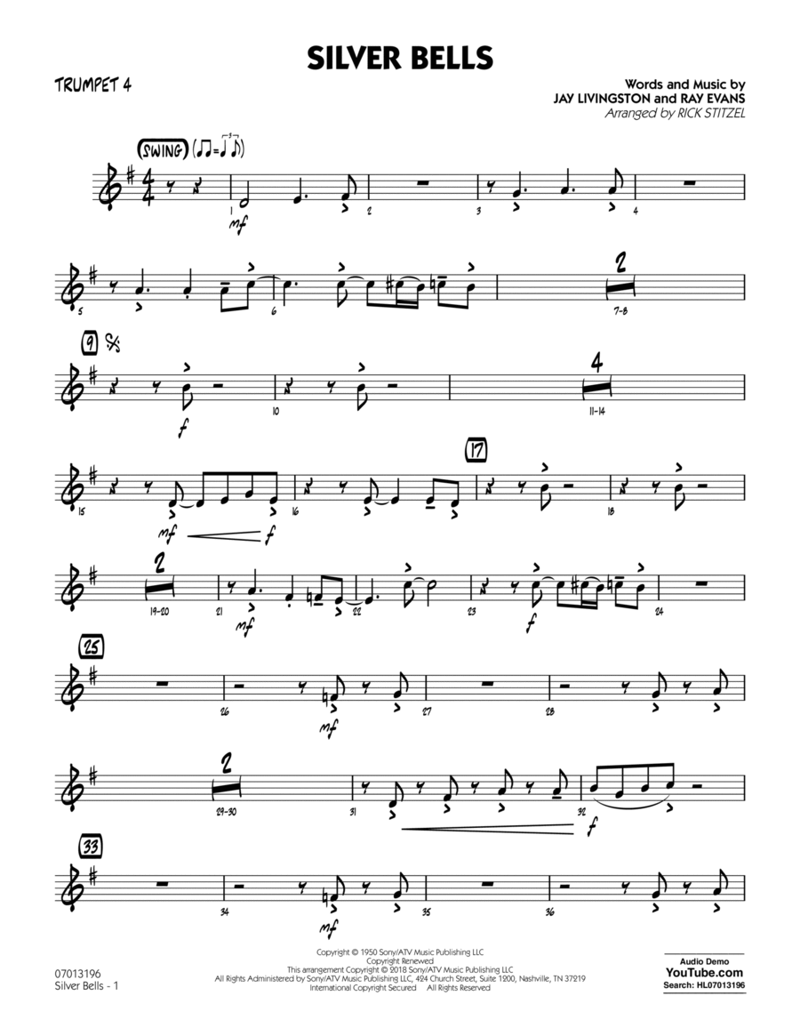 Silver Bells - Trumpet 4 Trumpet scores gallery preview page 1