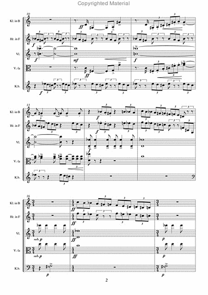 Quintett fur Klarinette, Horn, Violine, Viola und Kontrabass (1997)