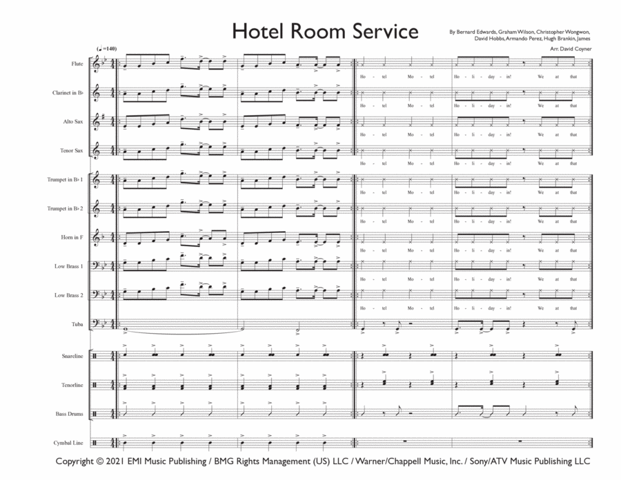 Hotel Room Service Marching Band scores gallery preview page 1