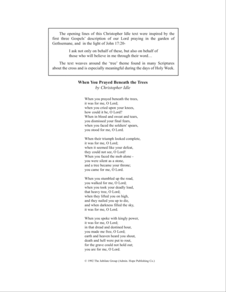 When You Prayed Beneath the Trees SSA scores gallery preview page 2