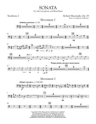 Sonata for Alto Saxophone, Op. 29 - Trombone 2