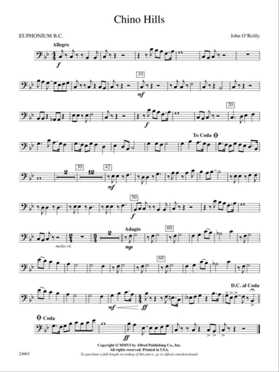 Chino Hills: Baritone B.C. Concert Band scores gallery preview page 1