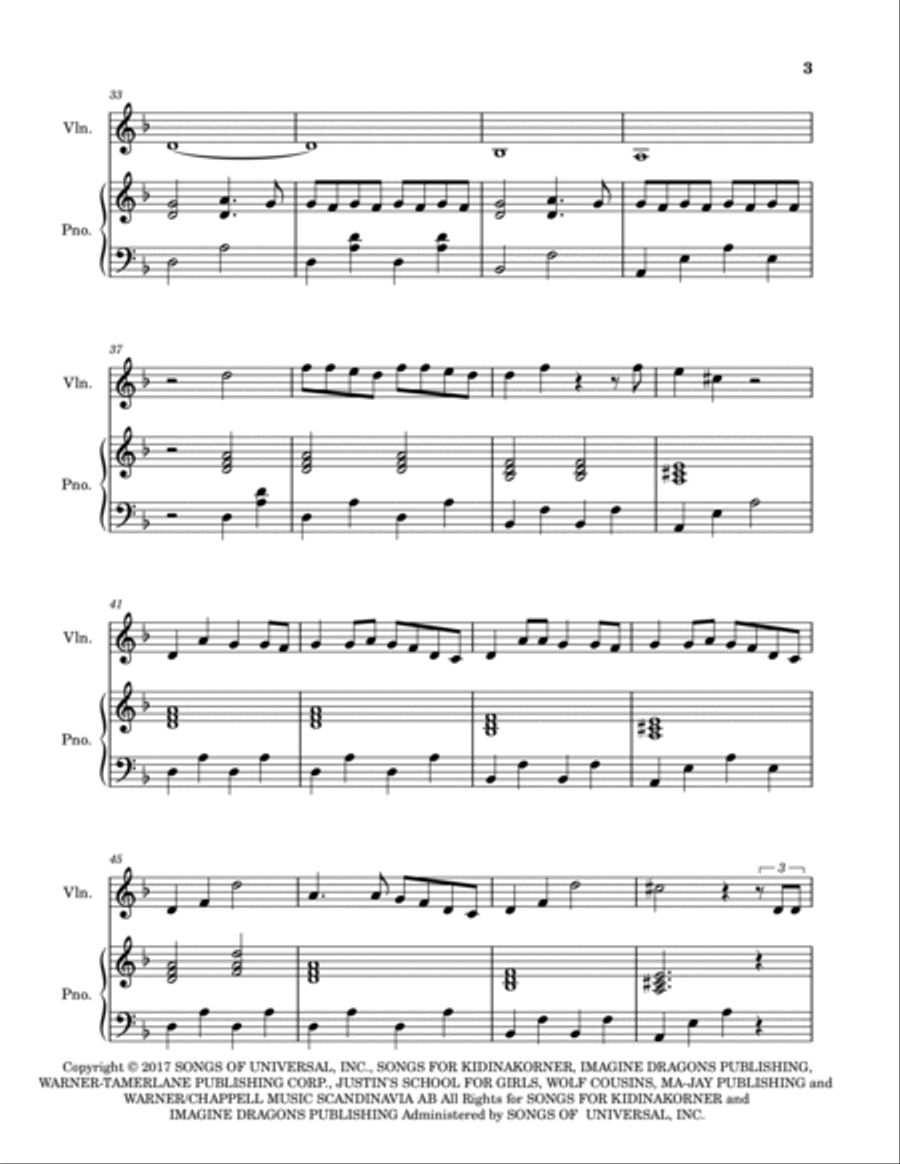Believer Violin Solo scores gallery preview page 3
