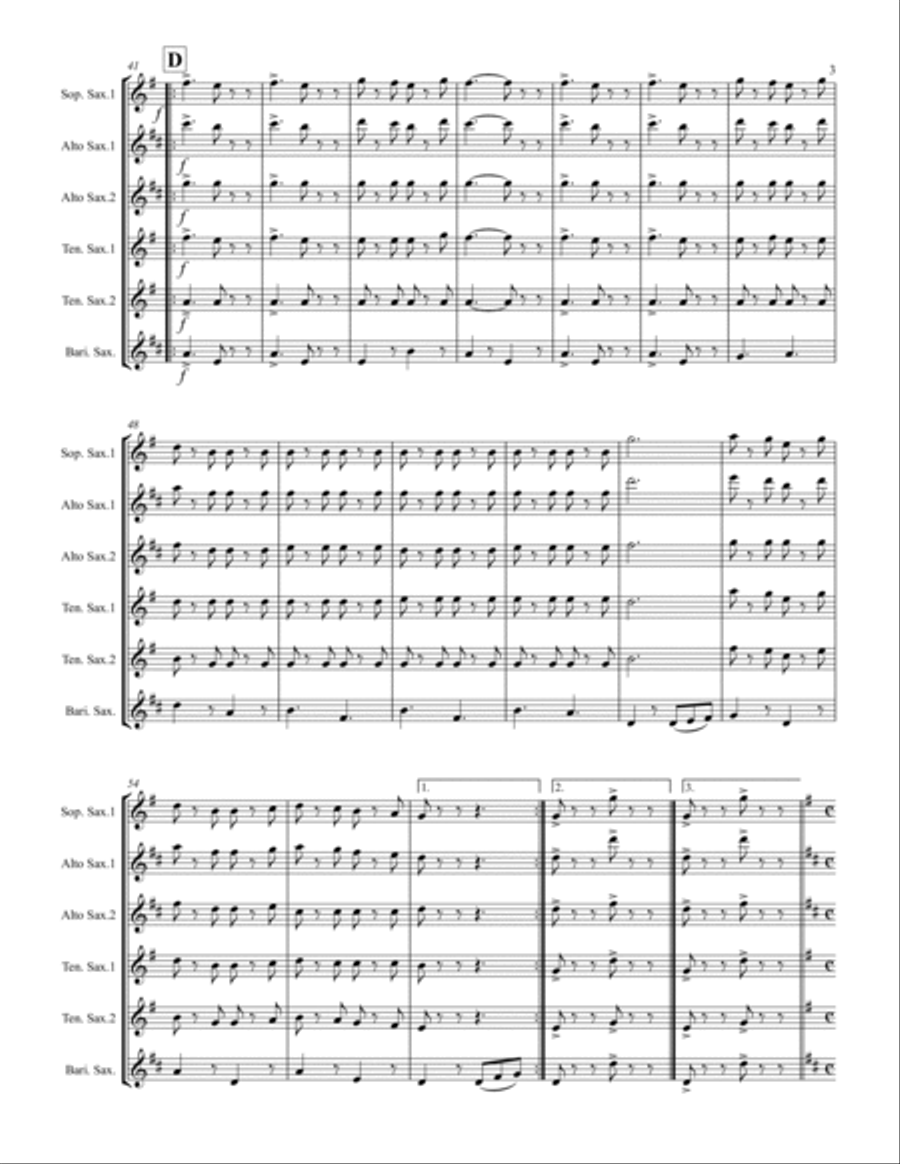 Italian Folksong Medley (for Saxophone Quintet SATTB or AATTB) Saxophone Quintet scores gallery preview page 4