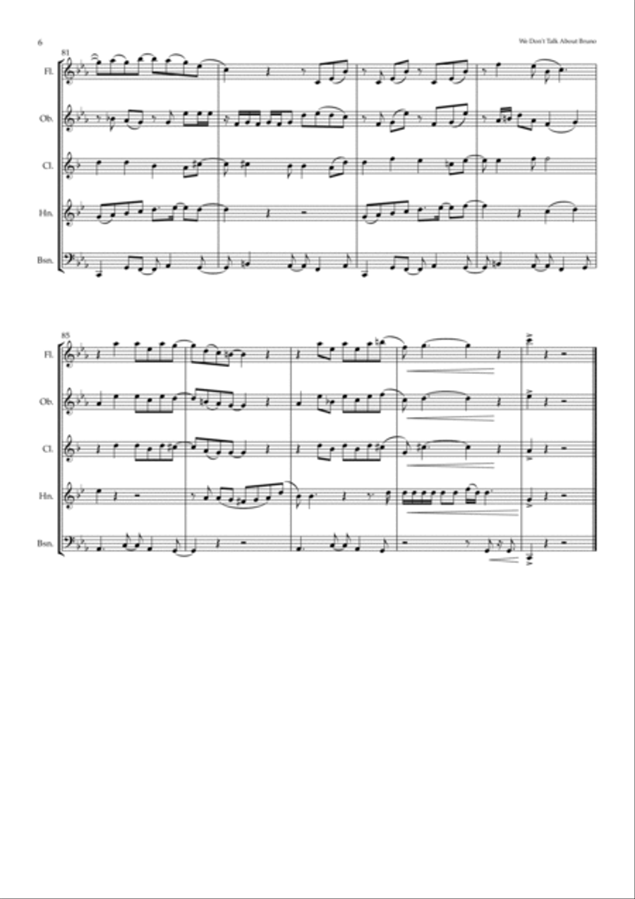 We Don't Talk About Bruno Woodwind Quintet scores gallery preview page 6