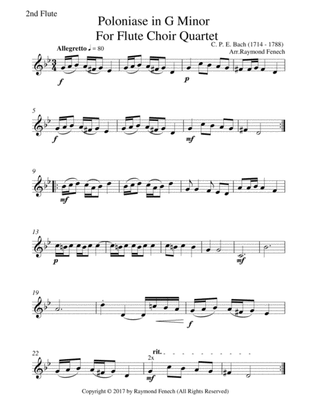 Polonaise in G Minor - Flute Choir Quartet (2 Flutes; Alto Flute and Bass Flute) image number null