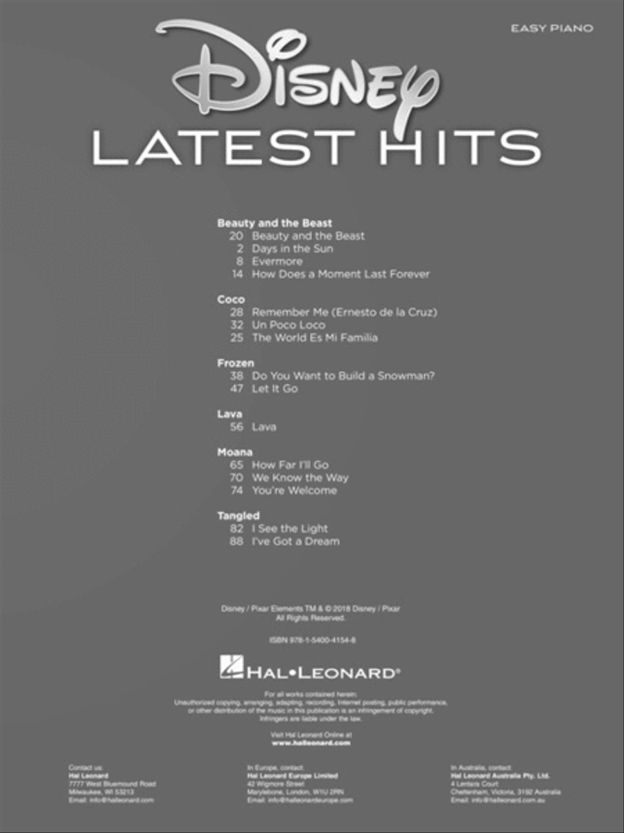 Disney Latest Hits Easy Piano scores gallery preview page 3