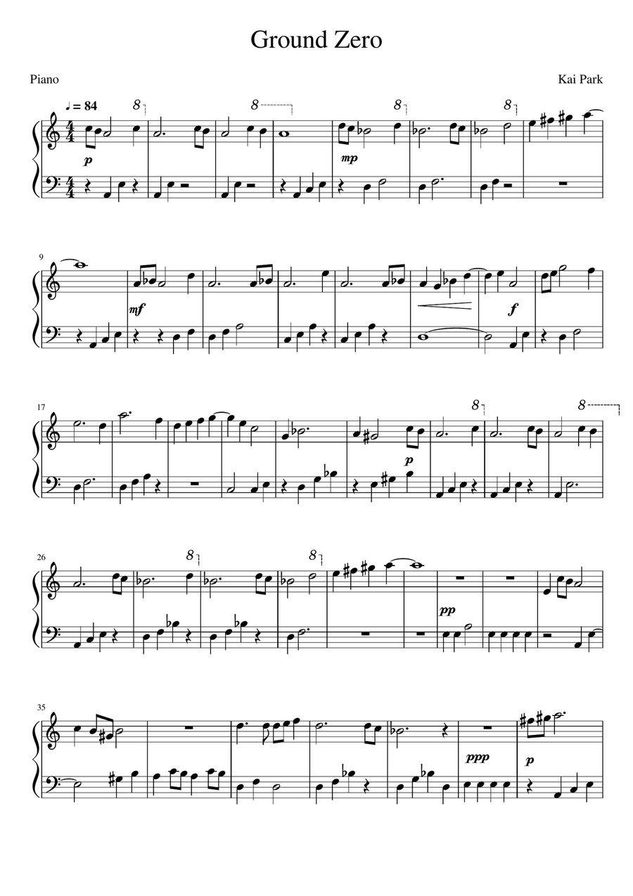 Ground Zero Ground Zero Piano Solo scores gallery preview page 1