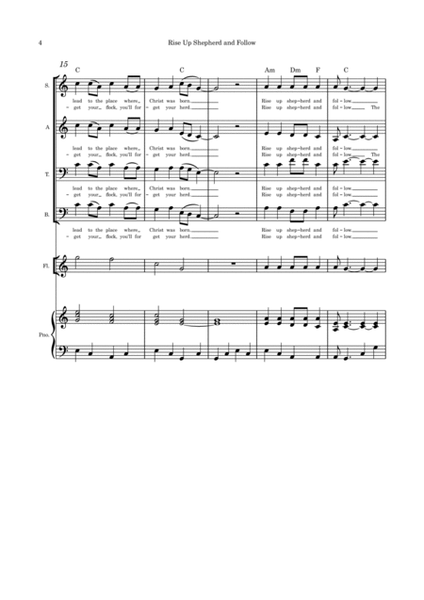 Rise Up Shepherd and Follow SATB flute and piano image number null