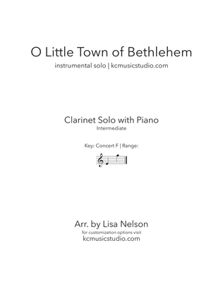 O Little Town of Bethlehem - Advanced Clarinet and Piano
