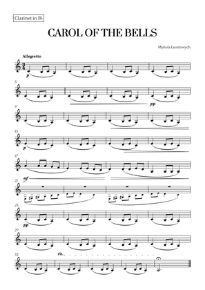 Carol of the Bells (Very Easy/Beginner) (for Clarinet)