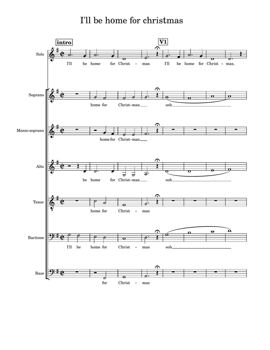 I'll Be Home For Christmas A Cappella scores gallery preview page 1