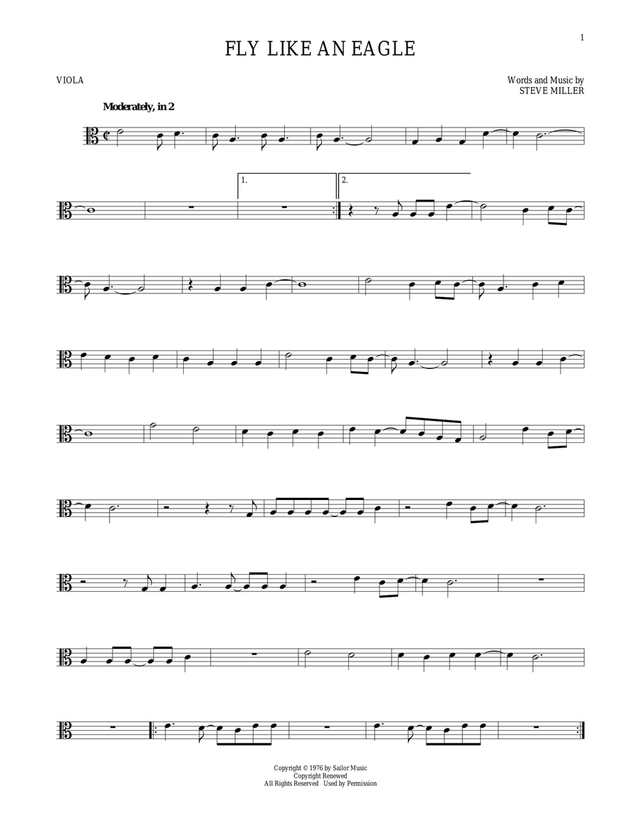 Fly Like An Eagle Viola Solo scores gallery preview page 1
