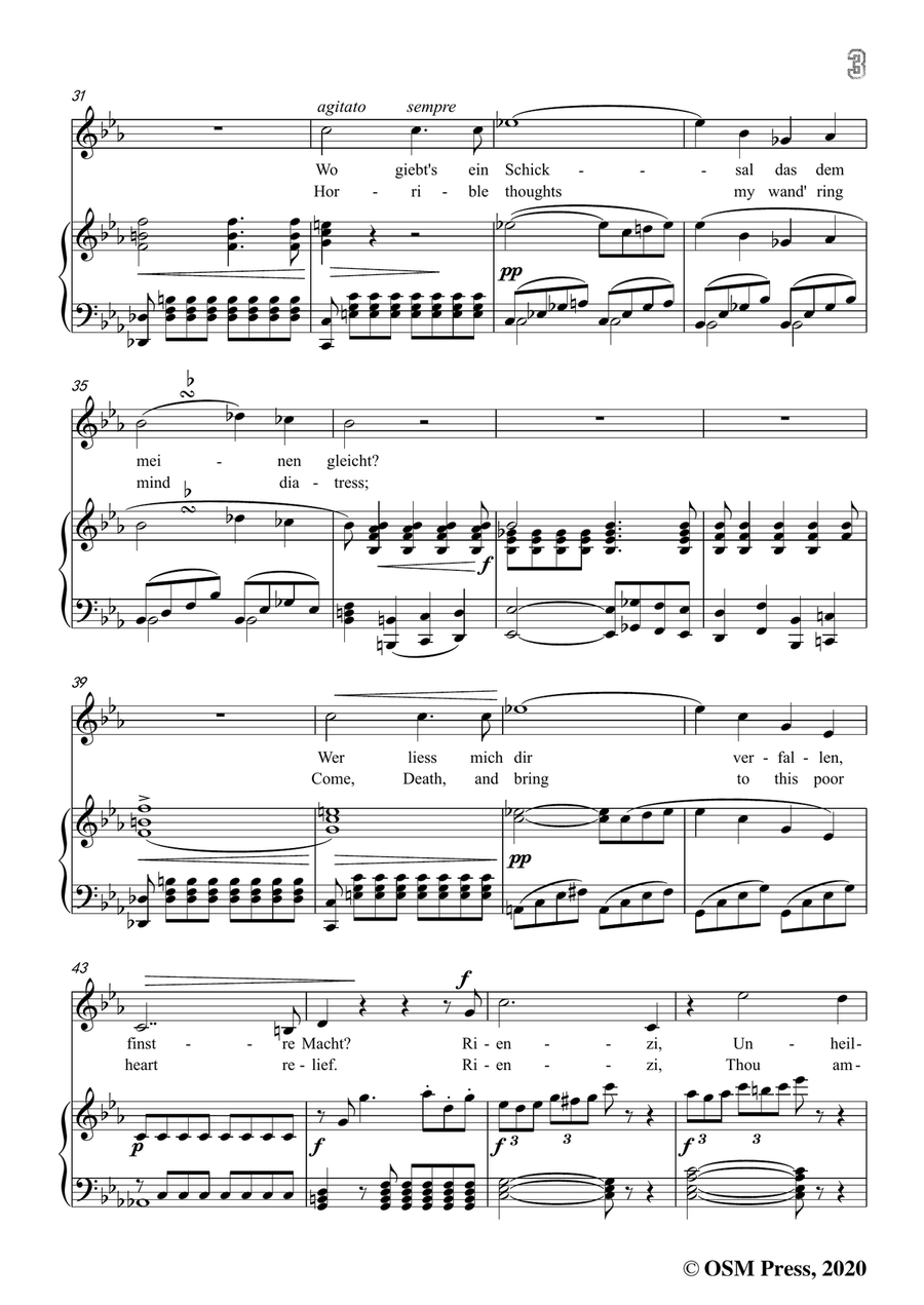 Wagner-Gerechter Gott,from 'Rienzi',in E flat Major,for Voice and Piano by Richard Wagner Piano, Vocal - Digital Sheet Music page 5