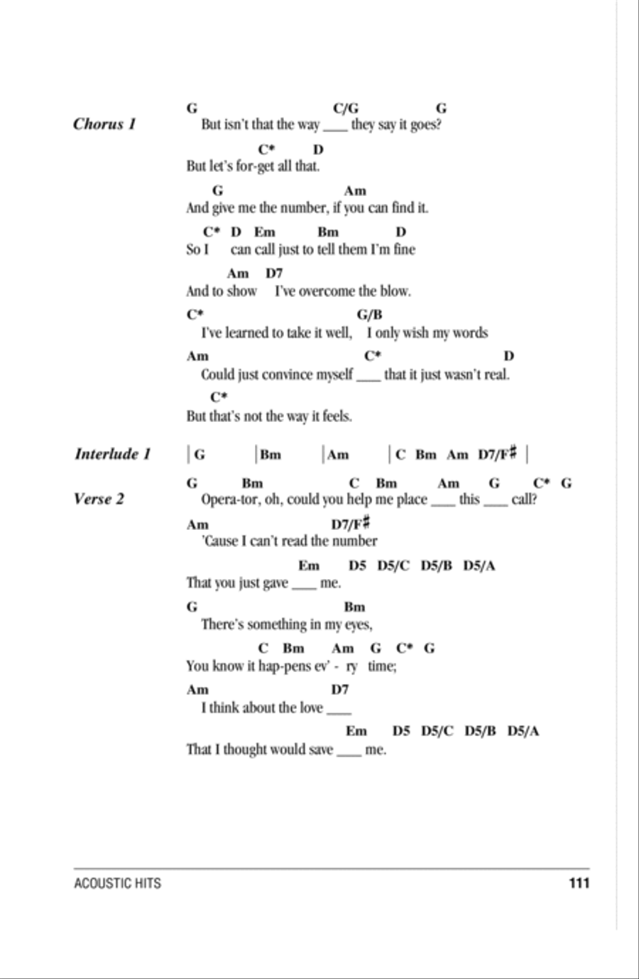Operator (That's Not The Way It Feels) Acoustic Guitar scores gallery preview page 2
