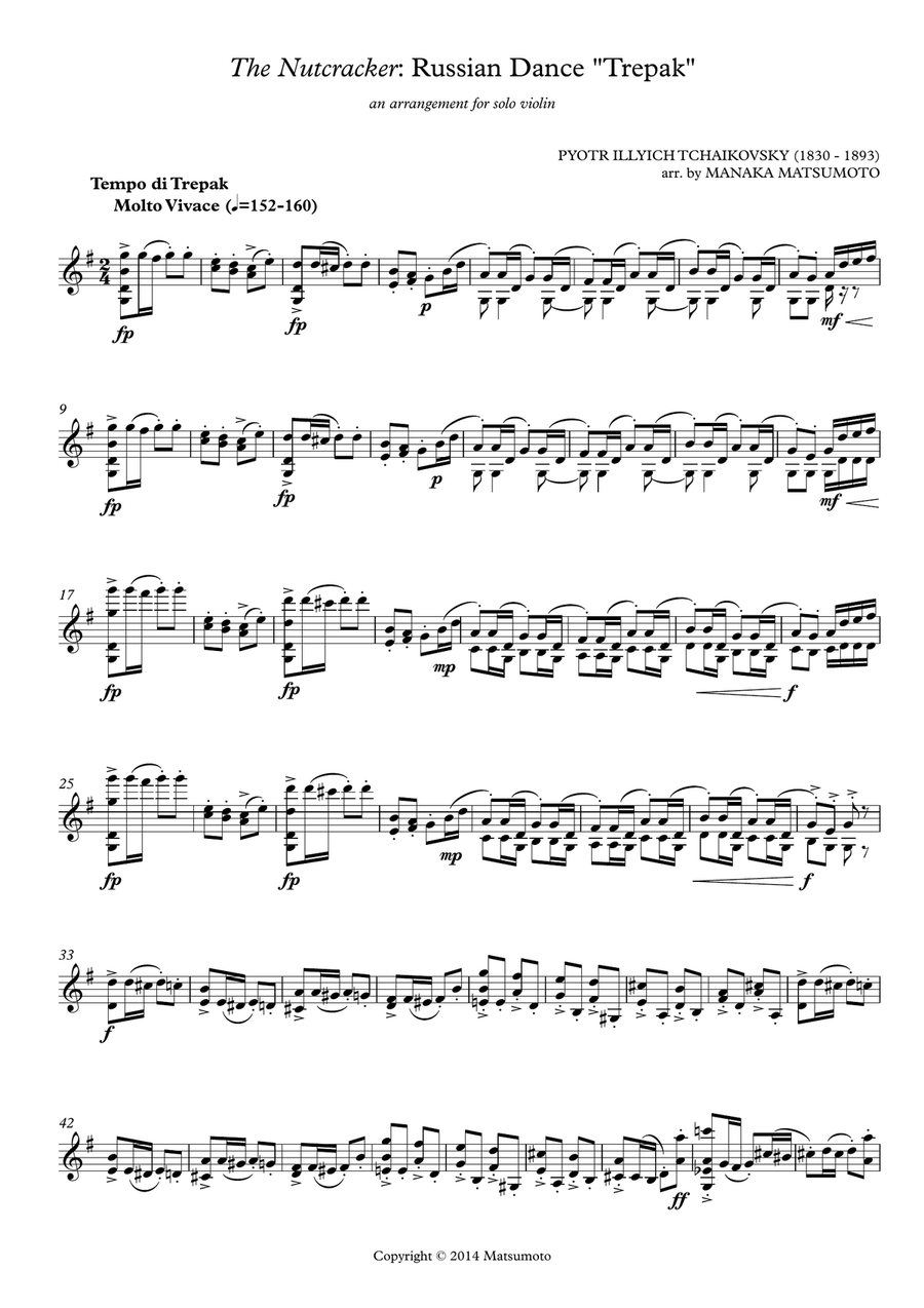 The Nutcracker - Trepak for solo violin Violin Solo scores gallery preview page 2