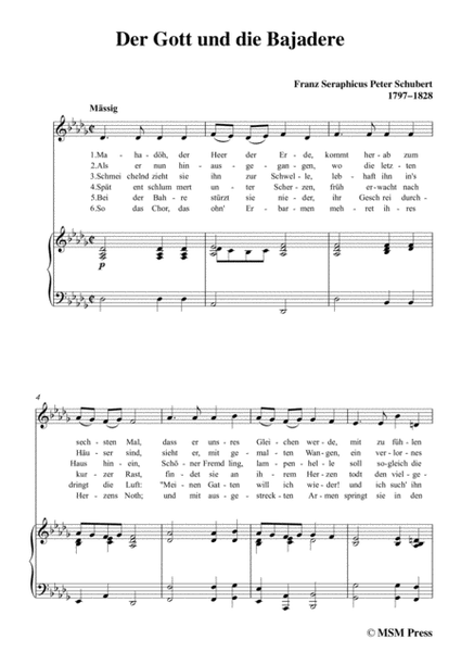 Schubert-Der Gott und die Bajadere,in D flat Major,for Voice&Piano image number null