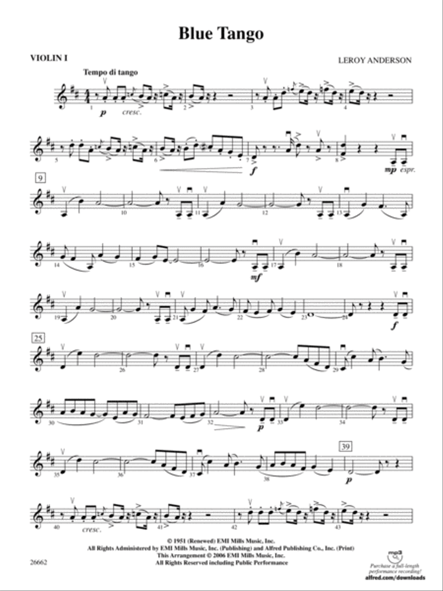 Blue Tango: 1st Violin Full Orchestra scores gallery preview page 1