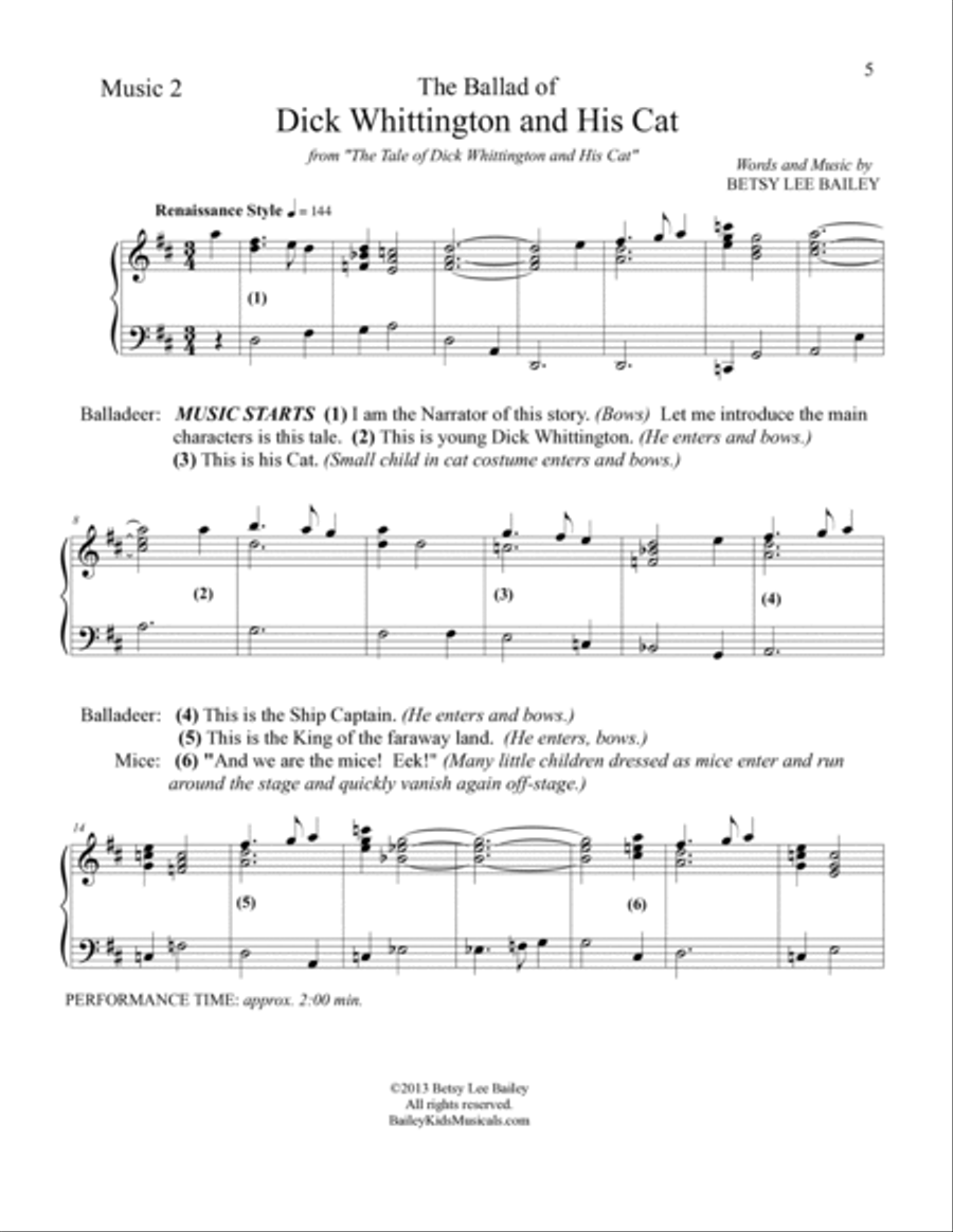 The Tale of Dick Whittington and His Cat - SCORE