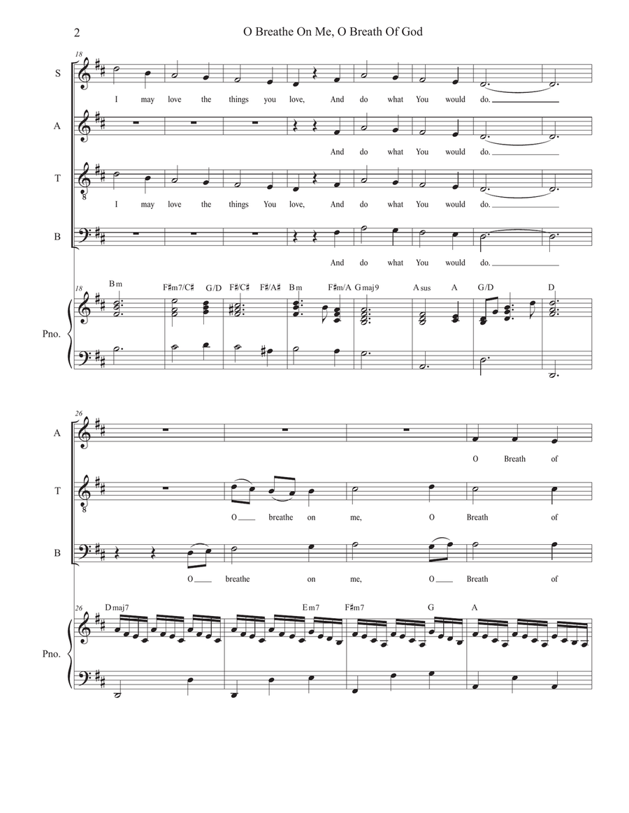 O Breathe On Me, O Breath Of God (SATB) 4-Part scores gallery preview page 2