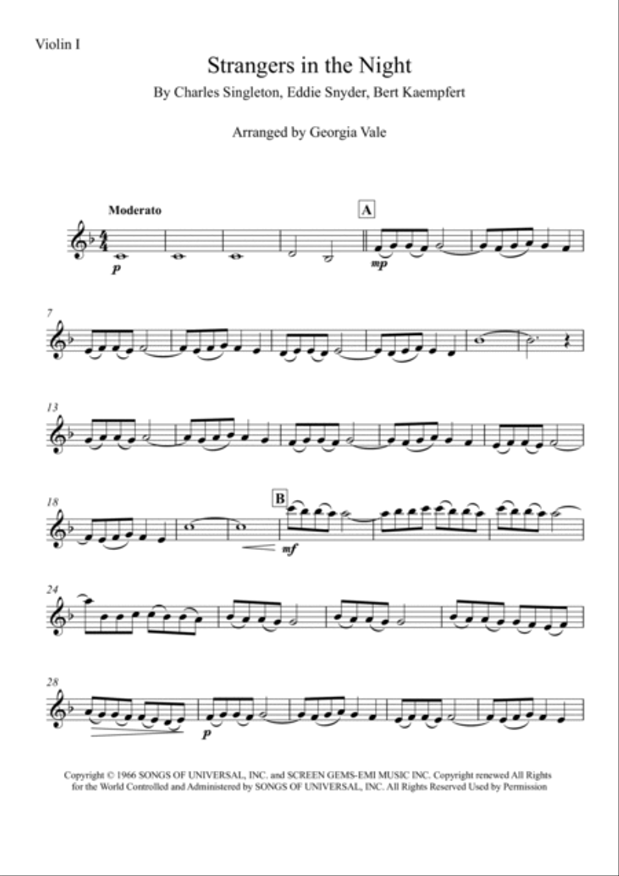 Strangers In The Night String Quartet scores gallery preview page 5