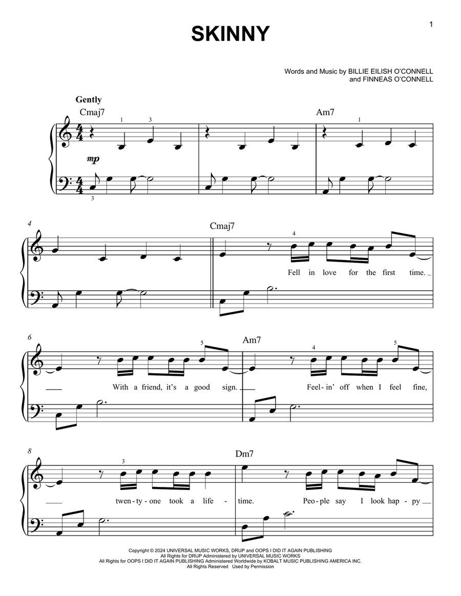 SKINNY Easy Piano scores gallery preview page 1