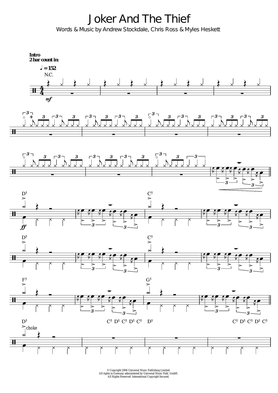 Joker and The Thief Drum Set scores gallery preview page 1