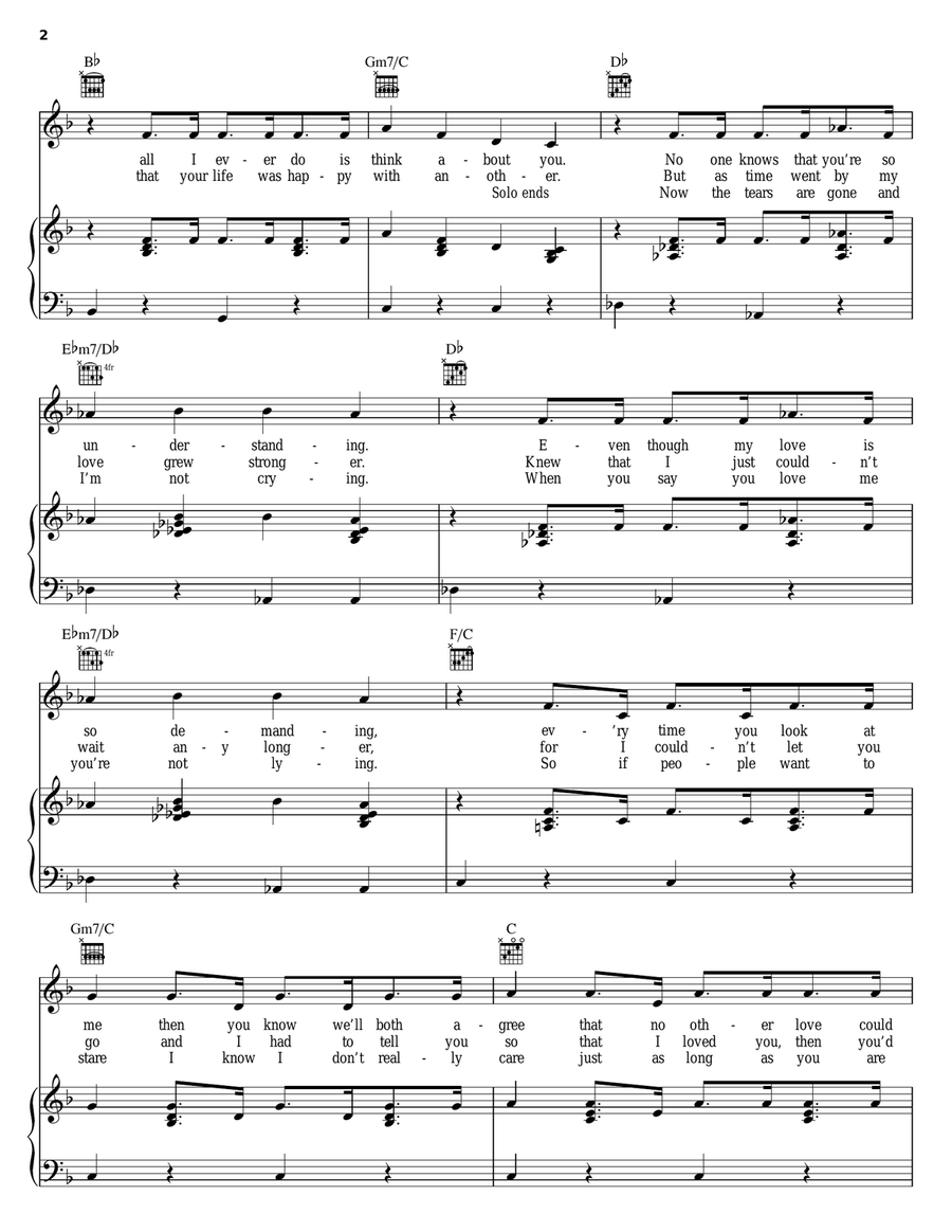 I Couldn't Live Without Your Love Piano, Vocal, Guitar scores gallery preview page 2