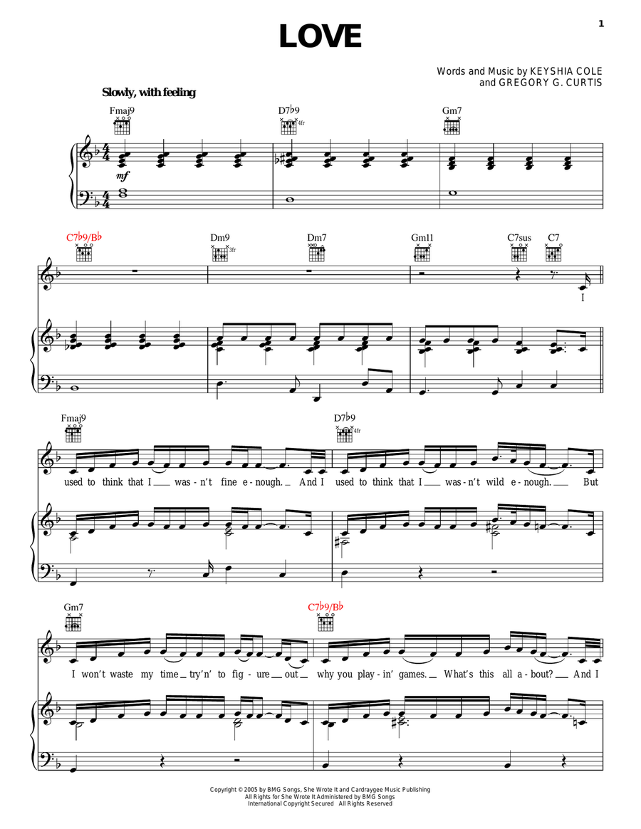Love Piano, Vocal, Guitar scores gallery preview page 1