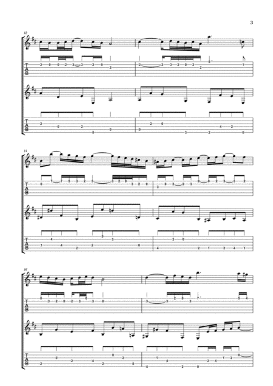 Bach: Air on the G String for Guitar Duo (2 Guitars) (Notation and Tabs) Acoustic Guitar scores gallery preview page 3