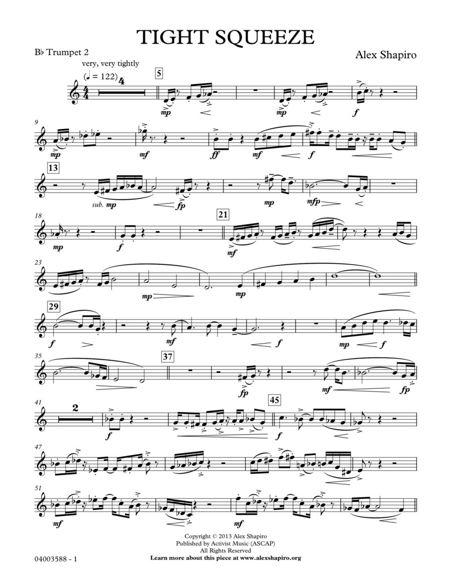 Tight Squeeze - Bb Trumpet 2 Concert Band scores gallery preview page 1