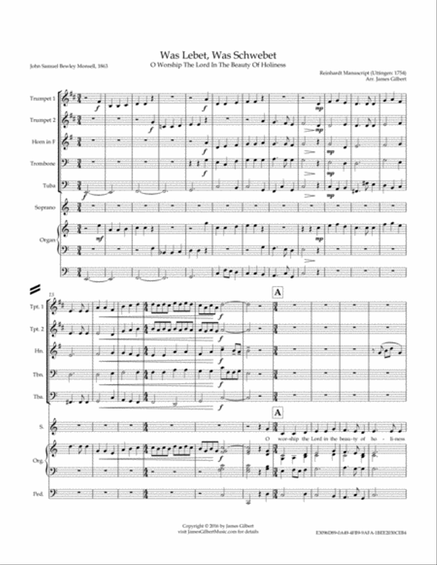 Was Lebet, Was Schwebet (O Worship The Lord In The Beauty Of Holiness) Small Ensemble scores gallery preview page 2