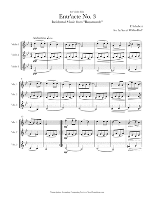 Rosamunde Entr'acte No. 3 (for Three Violins)