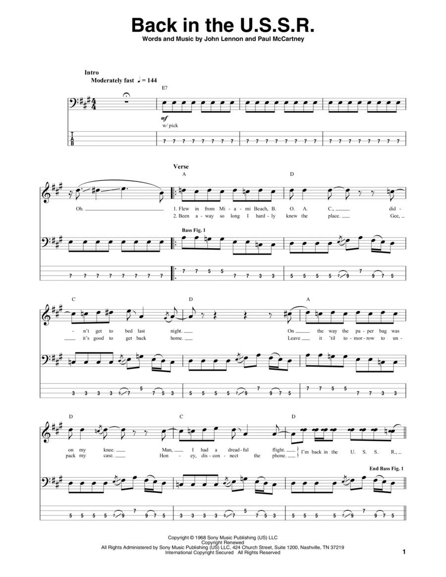 Back In The U.S.S.R. Guitar Tablature scores gallery preview page 1