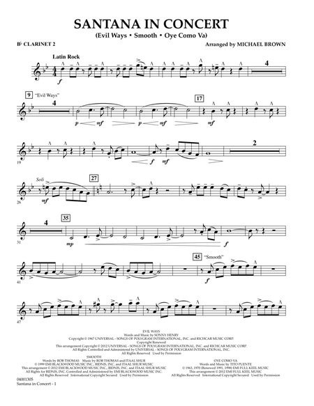 Santana In Concert - Bb Clarinet 2 by Santana B-Flat Clarinet - Digital Sheet Music