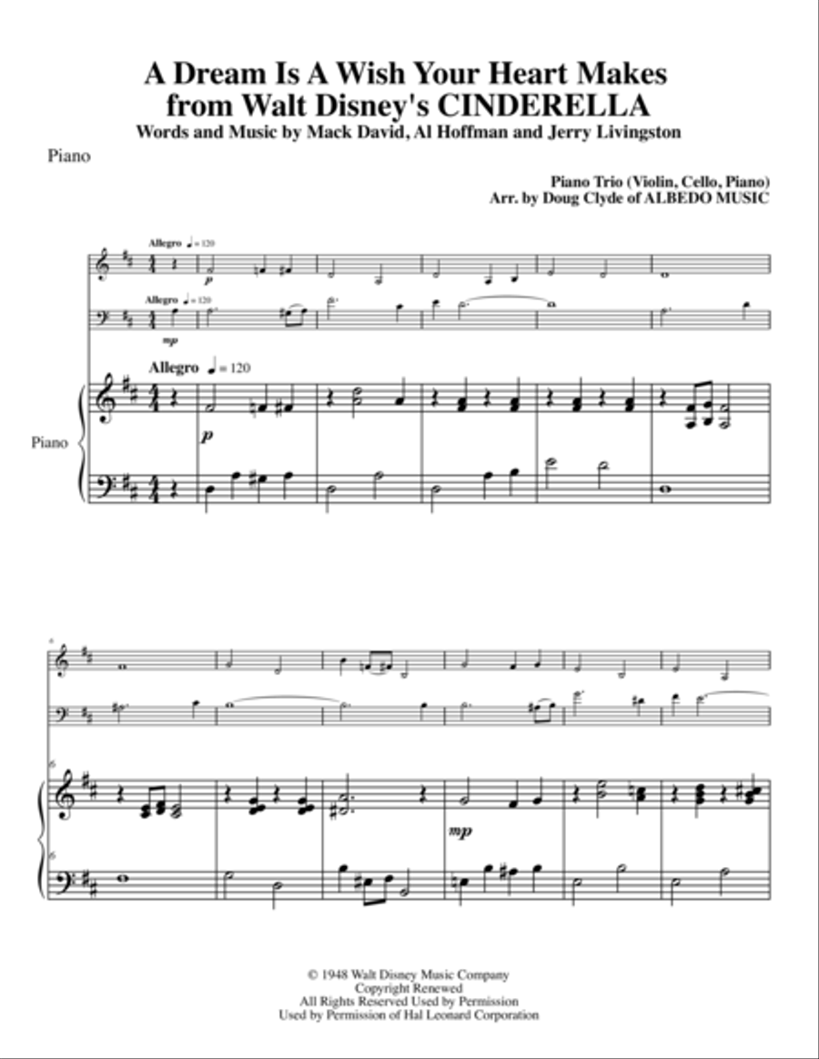 A Dream Is A Wish Your Heart Makes Piano Trio scores gallery preview page 1