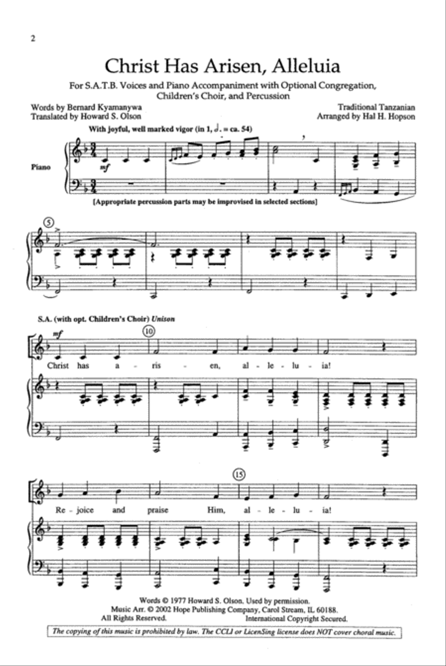 Christ Has Arisen, Alleluia 4-Part scores gallery preview page 2