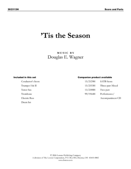 'Tis the Season - Studio Horns, Bass and Drums Score/Parts