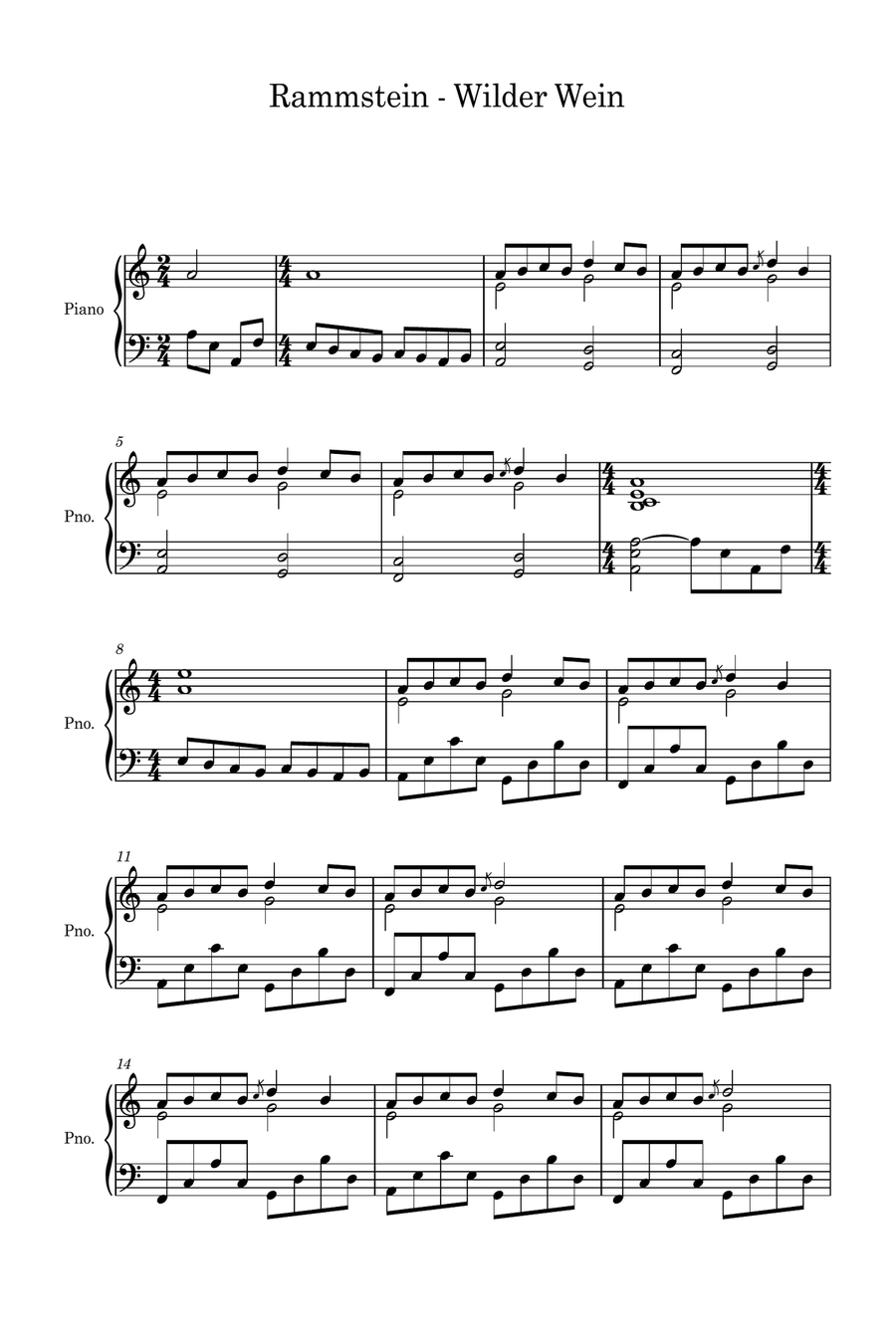 Wilder Wein Piano Solo scores gallery preview page 1