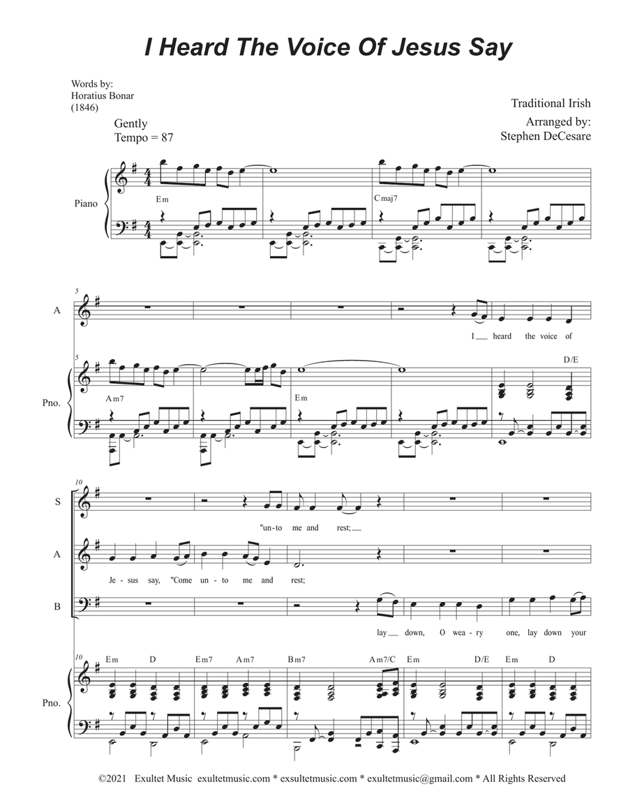 I Heard The Voice Of Jesus Say (SATB) 4-Part scores gallery preview page 1